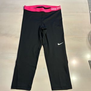 NIKE PRO Women's Cool Training Capri Tights 725468 Black/White/Pink size L